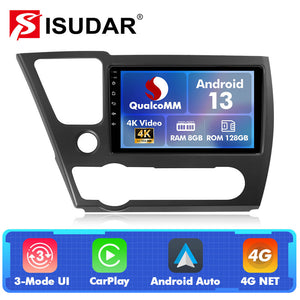 Q74 Qualcomm Android 13 For Honda Civic 2013 2014 2015 2016 9" Car Radio