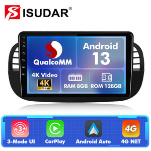 Q74X Qualcomm Android 13 Cat Stereo 9" For Fiat 500 2007-2015 - ISUDAR Official Shop
