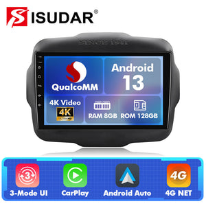 Q6/Q74 Qualcomm Android 13 For Jeep Renegade 2014-2022 9" screen multimedia car radio ADI DSP - ISUDAR Official Shop