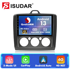 Q74 Qualcomm Android 13 For Ford Focus 2 Mk 2 2004-2011 9" Car Radio - Manual AC