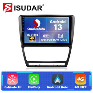 Q6/Q74 Qualcomm Android 13 For Skoda Octavia A5 2007-2014 10" screen multimedia car radio DSP ADAU