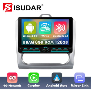 10 inch Android 14 New Design Angle Key 2.0 Touch Screen Car Radio Button Car Stereo For Ford Focus 2 Mk 2 2004-2011