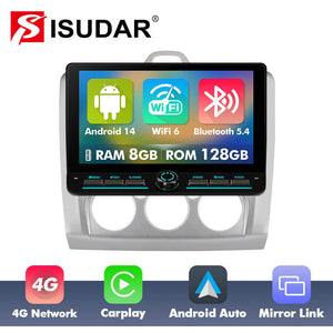 10 inch Android 14 New Design Angle Key 2.0 Touch Screen Car Radio Button Car Stereo For Ford Focus 2 Mk 2 2004-2011