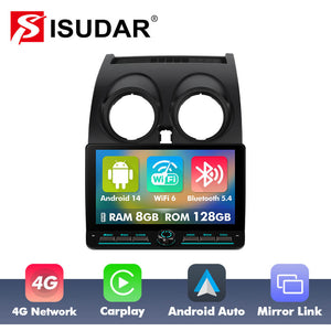 10 inch Android 14 New Design Angle Key 2.0 Touch Screen Car Radio Button Car Stereo For Nissan Qashqai J10 2006-2013