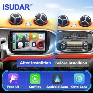 T57 Android 15 2 Din Car Stereo 9" Car Multimedia Player GPS Navigation Wireless CarPlay & Android Auto For Mercedes-Benz Smart 453 Fortwo 2015-2020