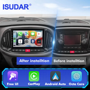 T57 Android 13 2 Din Car Stereo 9" Car Multimedia Player GPS Navigation Wireless CarPlay & Android Auto For Fiat Doblo 2015- - ISUDAR Official Shop