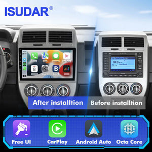 T57 Android 15 2 Din Car Stereo 10" Car Multimedia Player GPS Navigation Wireless CarPlay & Android Auto For Jeep Compass Patriot 2007-2009