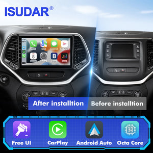 T57 Android 15 2 Din Car Stereo 10" Car Multimedia Player GPS Navigation Wireless CarPlay & Android Auto For Jeep Cherokee 5 KL 2014-2018