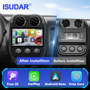 T57 Android 15 2 Din Car Stereo 10" Car Multimedia Player GPS Navigation Wireless CarPlay & Android Auto For Jeep Compass 1 MK 2009-2015