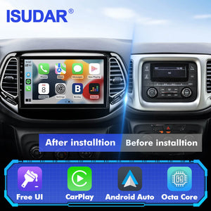 T57 Android 15 2 Din Car Stereo 10" Car Multimedia Player GPS Navigation Wireless CarPlay & Android Auto For Jeep Compass 2 MP 2016-2019