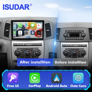 T57 Android 15 2 Din Car Stereo 10" Car Multimedia Player GPS Navigation Wireless CarPlay & Android Auto For Jeep Grand Cherokee 2004-2007