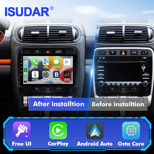T57 Android 15 2 Din Car Stereo 9" Car Multimedia Player GPS Navigation Wireless CarPlay & Android Auto For Porsche Cayenne 2003-2010