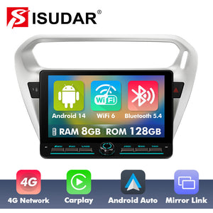 10 inch Android 14 New Design Angle Key 2.0 Touch Screen Car Radio Button Car Stereo For Citroen/Elysee/Peugeot 301 2013-