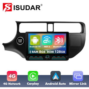 10 inch Android 14 New Design Angle Key 2.0 Touch Screen Car Radio Button Car Stereo For Kia Rio 4 K3 2012-2017 with Matte Black Panel