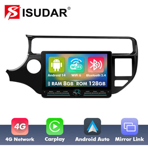 10 inch Android 14 New Design Angle Key 2.0 Touch Screen Car Radio Button Car Stereo For Kia Rio 4 K3 2012-2017 with Gloss Black Panel