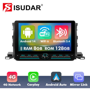 10 inch Android 14 New Design Angle Key 2.0 Touch Screen Car Radio Button Car Stereo For Toyota Highlander 2014-2019