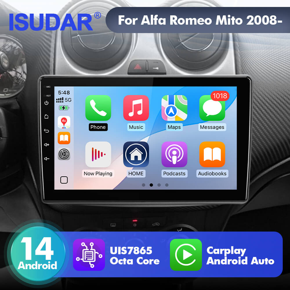 Hodozzy 7-inch Android Autoradio Voor Alfa Romeo MITO (2008-2016) – 4+64GB, Draadloze Carplay & Android Auto, GPS, Bluetooth, DSP