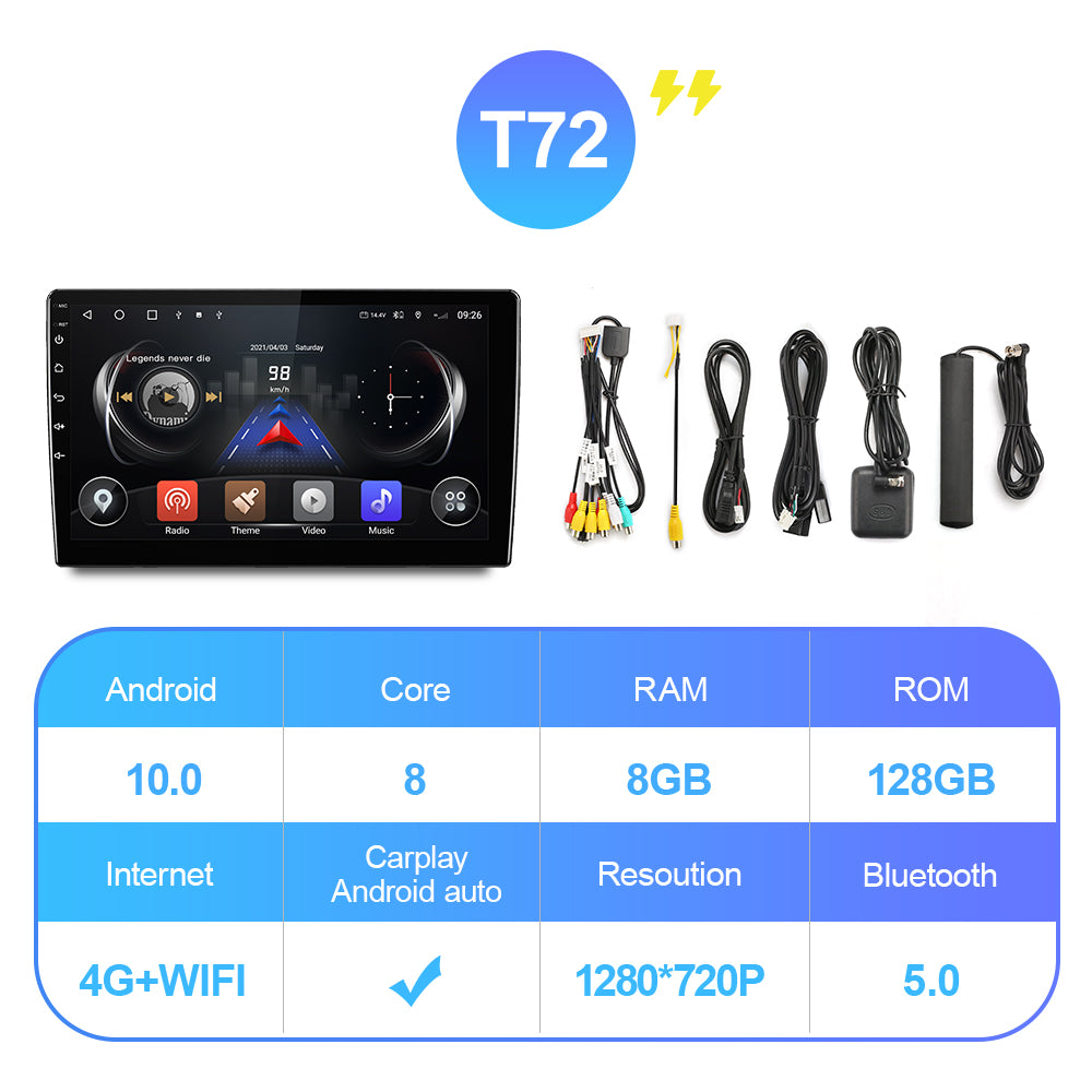 10.1 Inch Car Radio Stereo 2 din 2Din Autoradio 1280*800 8GB 128GB Head  Unit Multimedia Player Android Auto Carplay Wireless