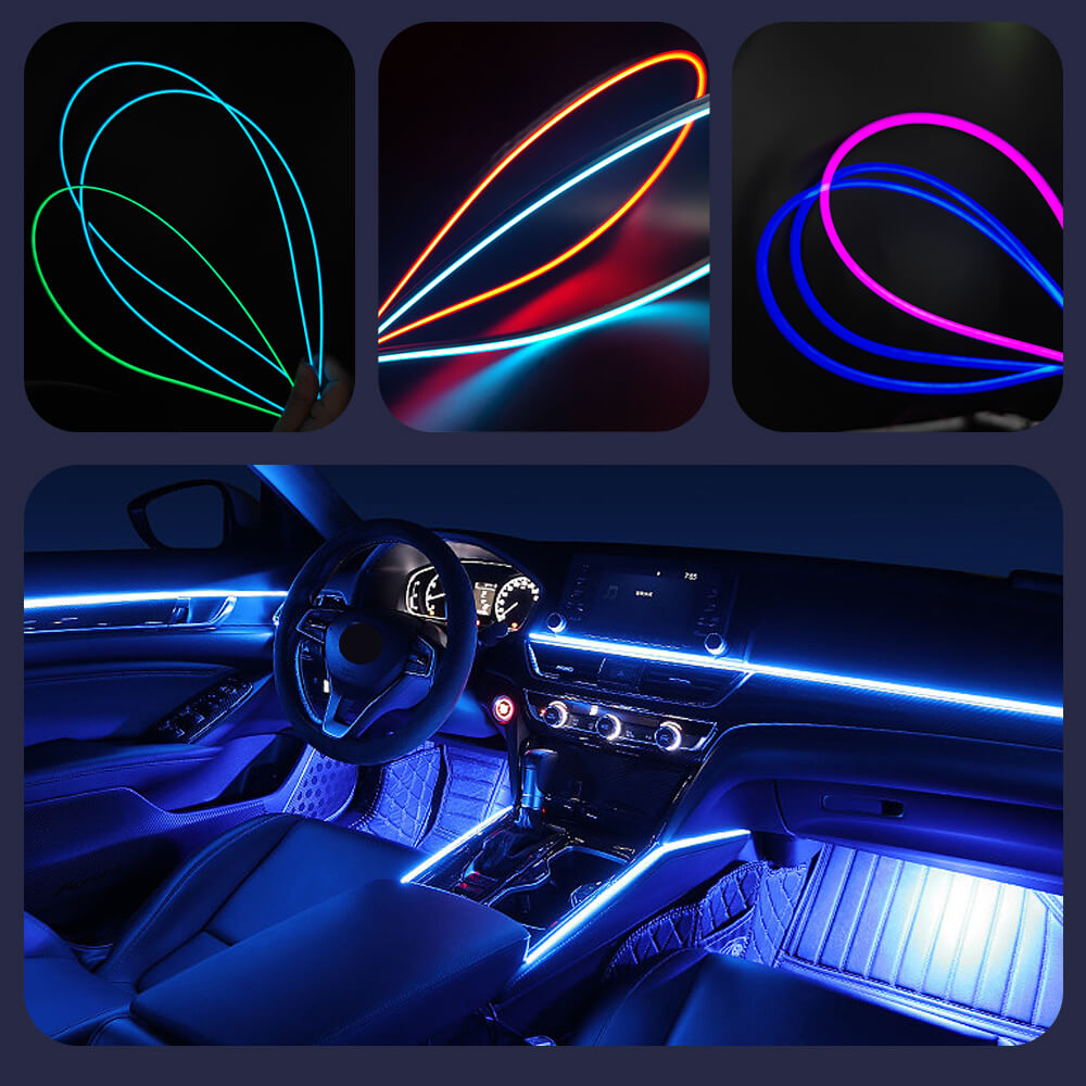 TABEN Kit di Illuminazione Ambientale per Auto 8m Fibra Ottica 64 Colori  Controllo APP USB Luce Atmosfera per Auto, Fai da Te 16 Milioni di RGB  Sincronizzazione Musicale Illuminazione per Interni Auto 