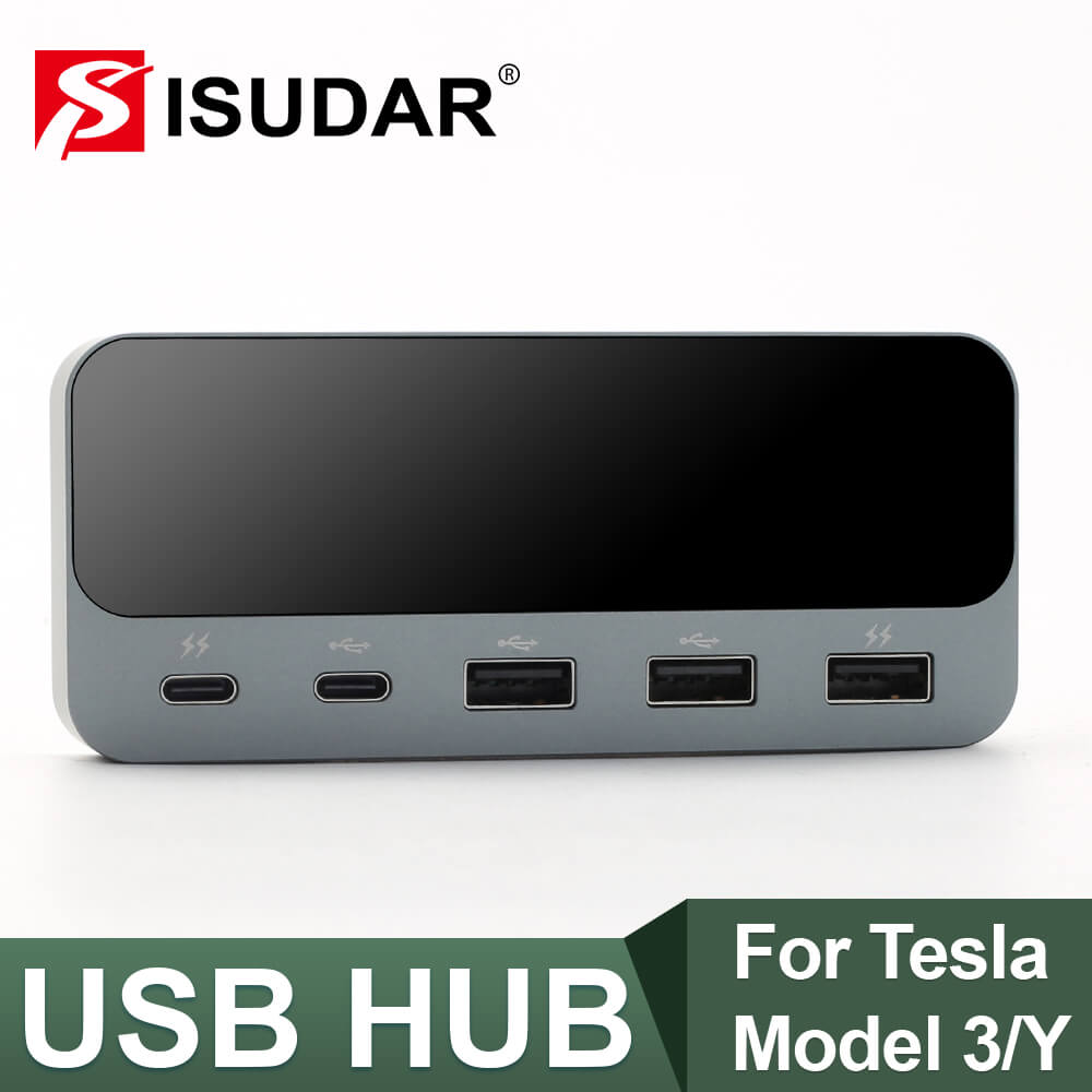 Tesla Model 3 Model Y USB Hub Adapter With Ambient Light Voice