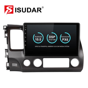 Isudar Voice control PX6 Android 10 Auto Radio For Honda Civic 2006 2007 2008-2012 - ISUDAR Official Store